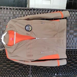 Firetrap zip up jacket orange and green size large